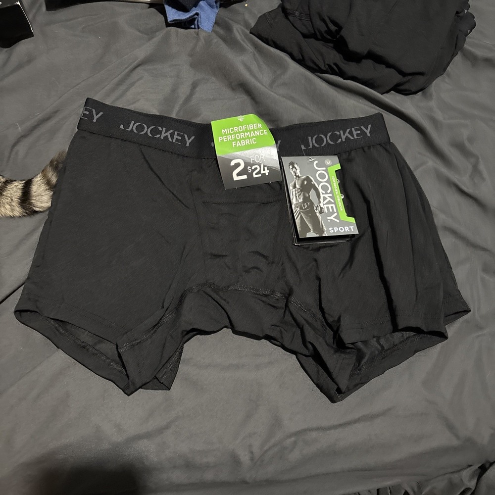 Jockey Pouch Fly Front Briefs Underwear Mens Medium 2 Pack Black Stretch New